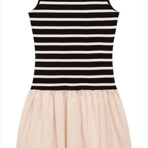 Mango black and white stripped mini dress
